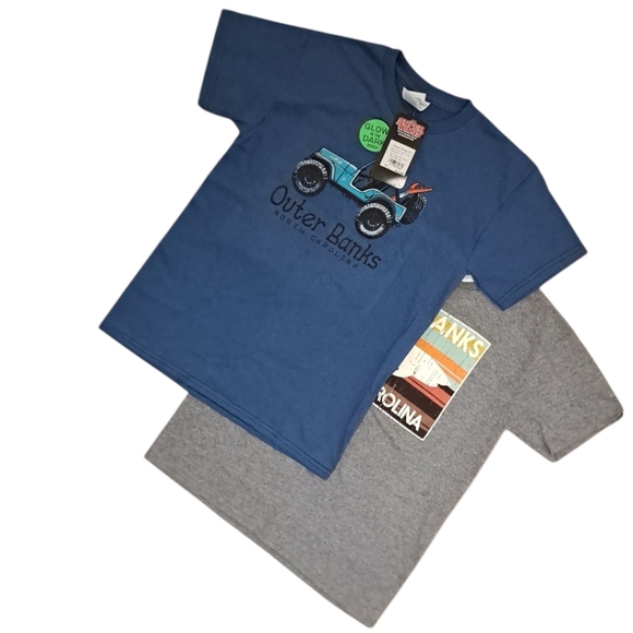 Kids NC Outer Banks Graphic T-Shirts Gray & Blue Size M - Picture 8 of 8